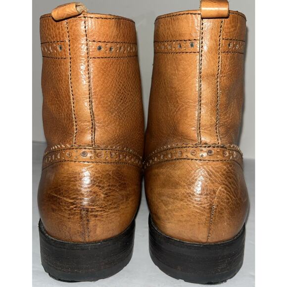 Johnston Murphy J&M 1850 Men\'s Ankle Boots Size 9.5 Brown Leather Wingtip Broque